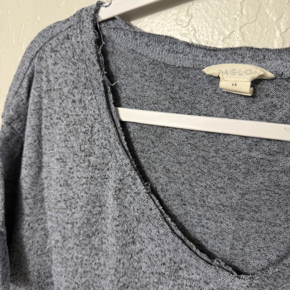 Caslon Womens XS Blue Marled V-Neck Short Sleeve High Low Hem T-Shirt - Picture 5 of 8